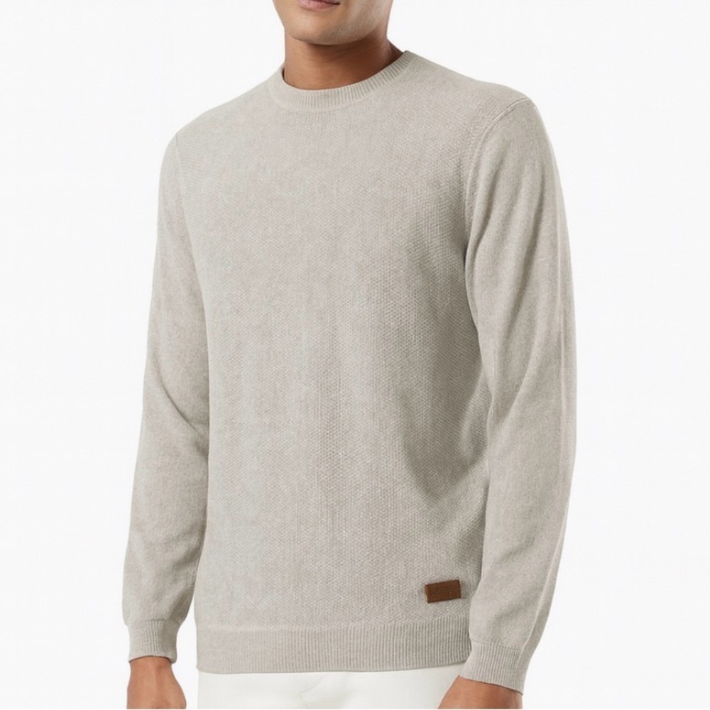 Dockers Cream Fisherman Style Knit Crewneck Sweater Size Large All Over Texture